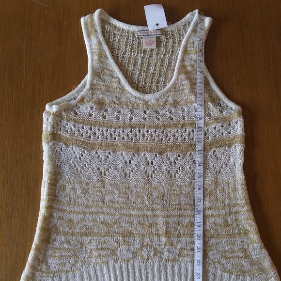 Flying Tomato | Fancy Knit Racerback Tan and White Tank | L | New - Picture 10 of 12